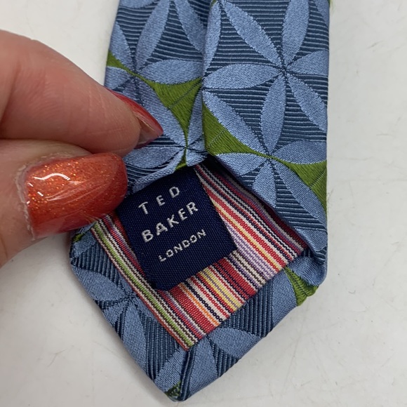 Ted Baker London Blue Yellow 100% Silk Tie - Picture 5 of 7